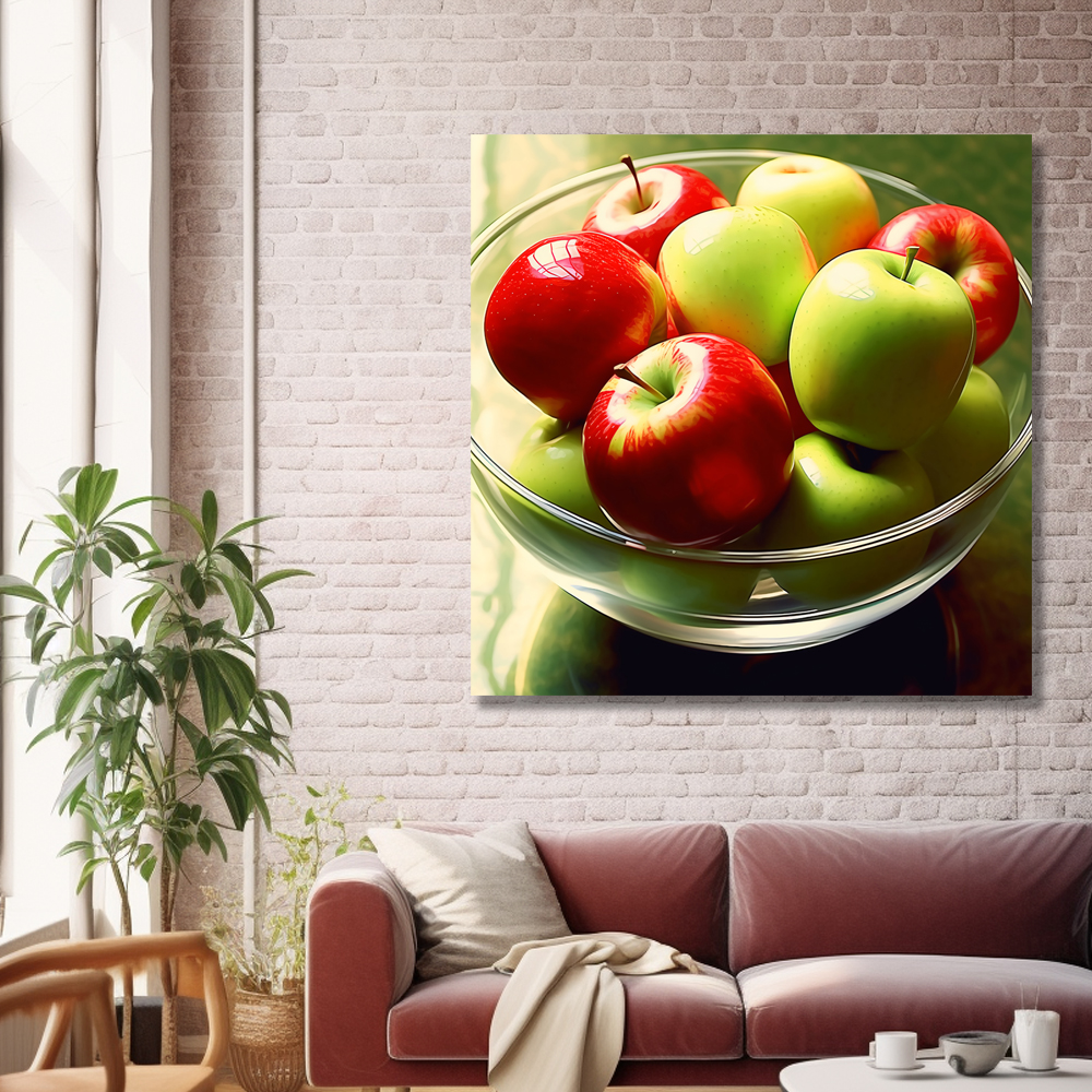 금전운 빨간 사과 80x80cm 캔버스 액자 사과그림 인테리어 - 상세 이미지 4