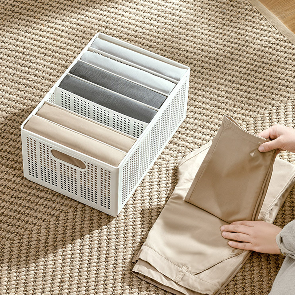 칸조절 옷정리함 M 리빙박스 옷정리트레이 옷장수납함 바지 정리함