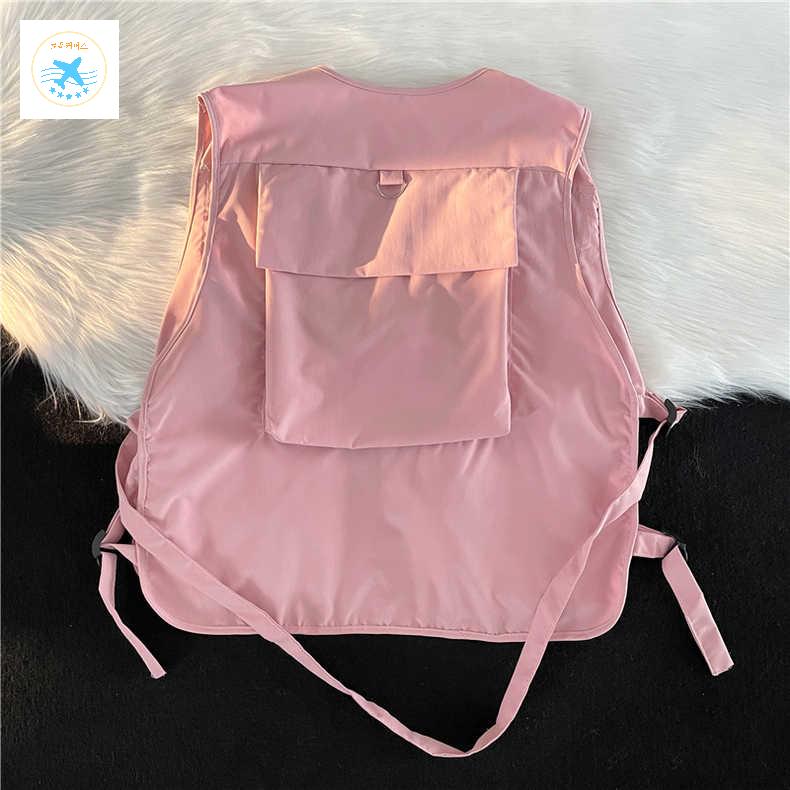 수납 조끼 경량 핑크 작업 작업복 오토바이 라이더 작업용 배달 멀티 툴 블랙 - 상세 이미지 2