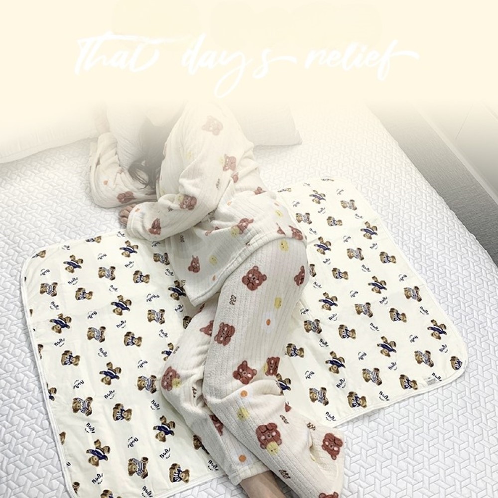 곰돌이 생리방수패드 L사이즈 (60X75) 월경 안심 매트 그날 침대 패드 S M L XL