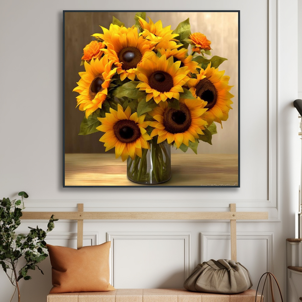대박해바라기 80x80cm 무광골드 알루미늄액자 돈들어오는 그림 - 상세 이미지 5