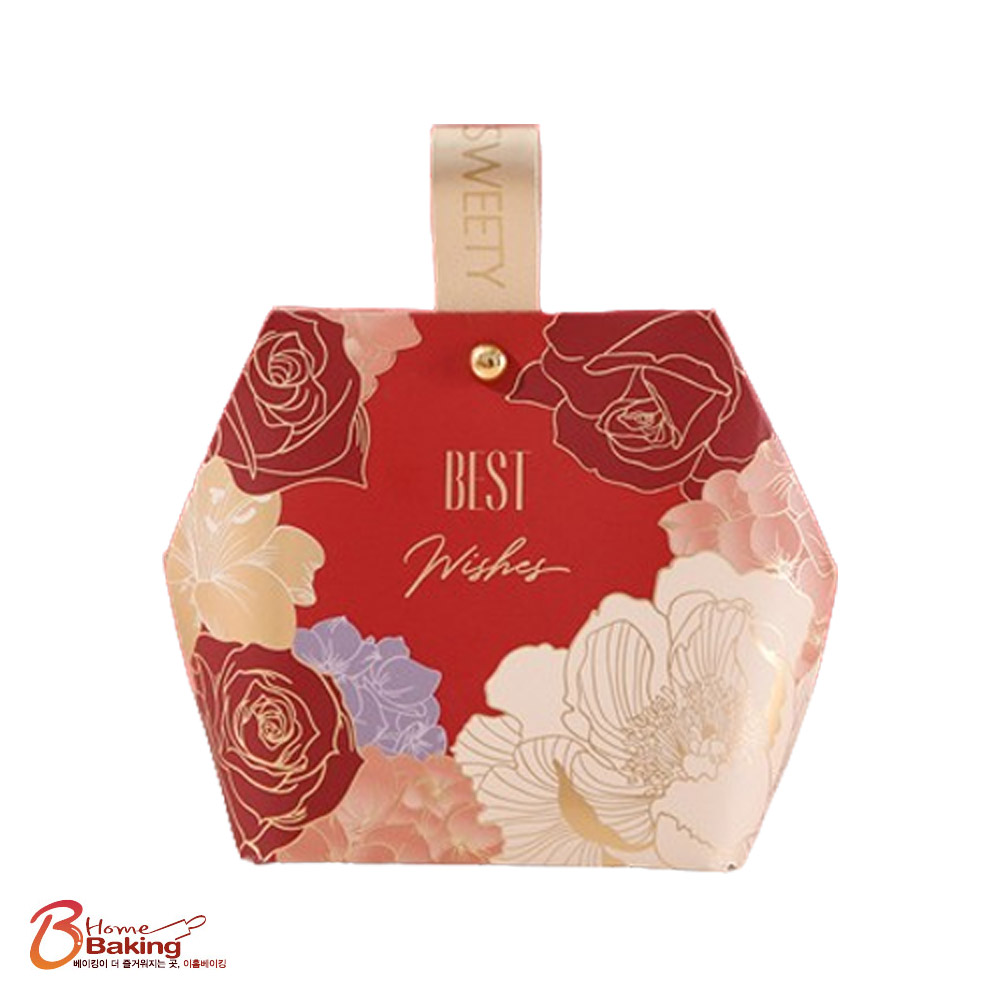 가죽손잡이선물상자 소형 샴페인 레드 연퍼플 택1 쿠키상자 간식포장 박스 답례품 명절 전통 - 상세 이미지 3