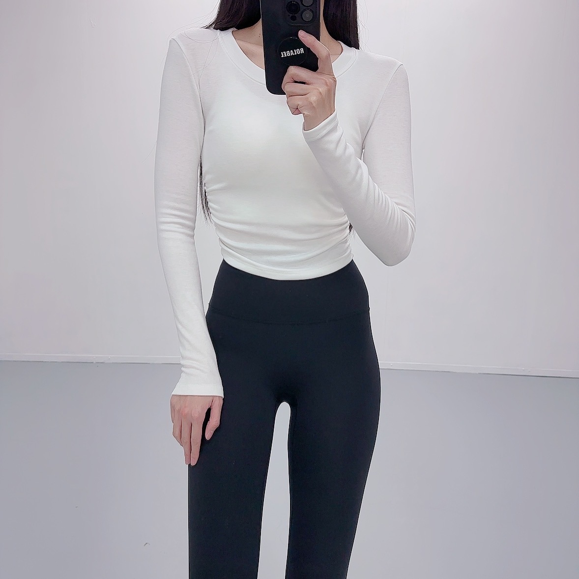 로라벨 키치 필라테스복 여성 요가복 필라테스 요가 상의 옷 커버업 운동복 탑 긴팔 크롭 - 상세 이미지 3