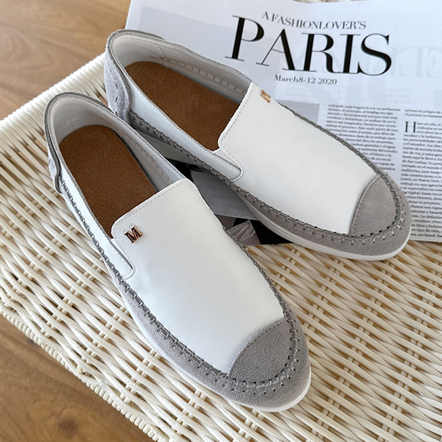 천연소가죽 발편한 통굽 키높이 슬립온 3cm