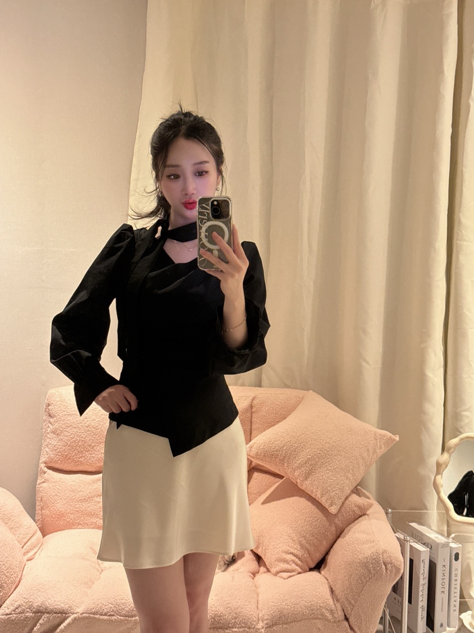 바니앤제이 안나 타이 set 셔링 블라우스