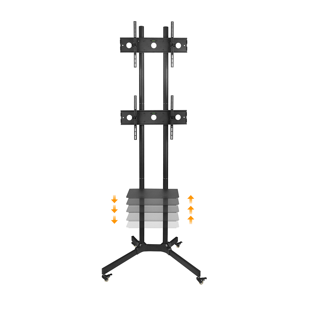 EZ 이동식 세로 듀얼 TV 모니터 거치대 높이조절 스탠드 65인치까지 이미지 3