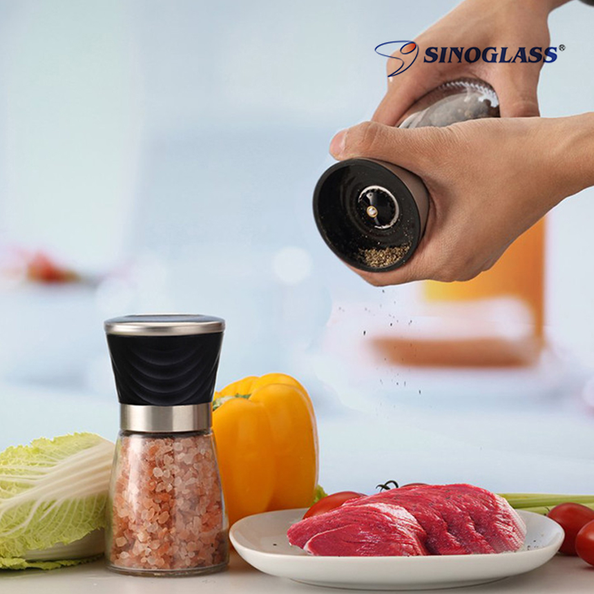 시노글라스 소금 후추 깨 양념 그라인더 160ml 2P세트 (블랙화이트혼합) - 상품 이미지