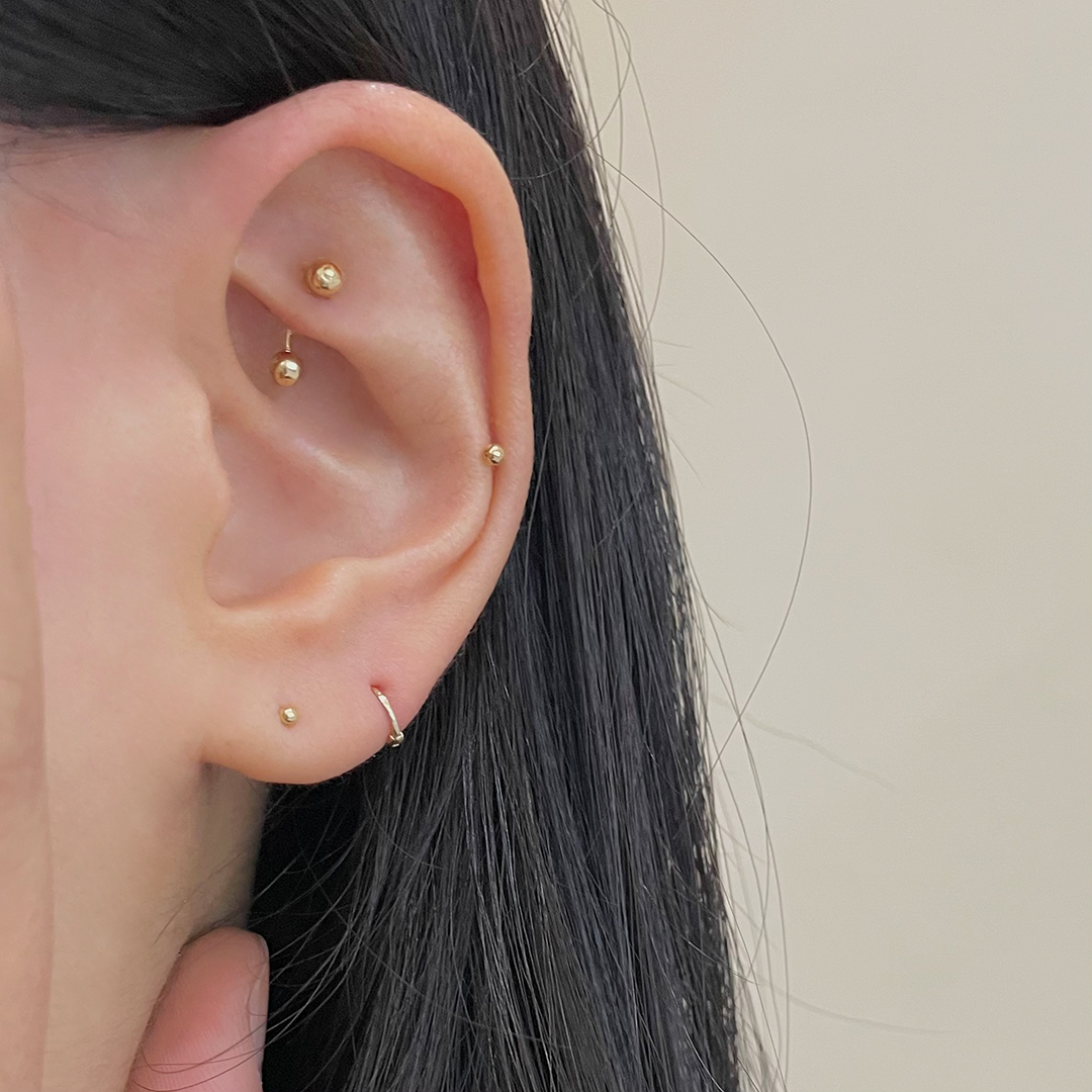 14k 베이직 미니 원터치 링 귀걸이 4 6 8mm 귓바퀴 링 피어싱 - 상세 이미지 5
