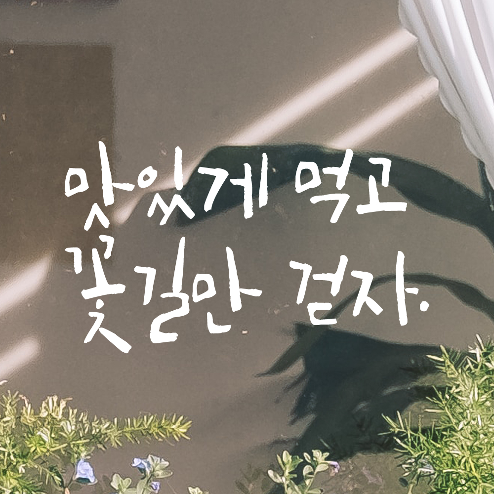맛있게 먹고 꽃길만 걷자 캘리그라피 주방 식당 카페 레터링 스티커 LC-015S검정 - 상세 이미지 5