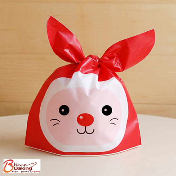 보자기토끼 레드 17x28 5장 발렌타인데이 초콜릿 보자기 파우치 선물 답례품 포장 간식 - 상품 이미지