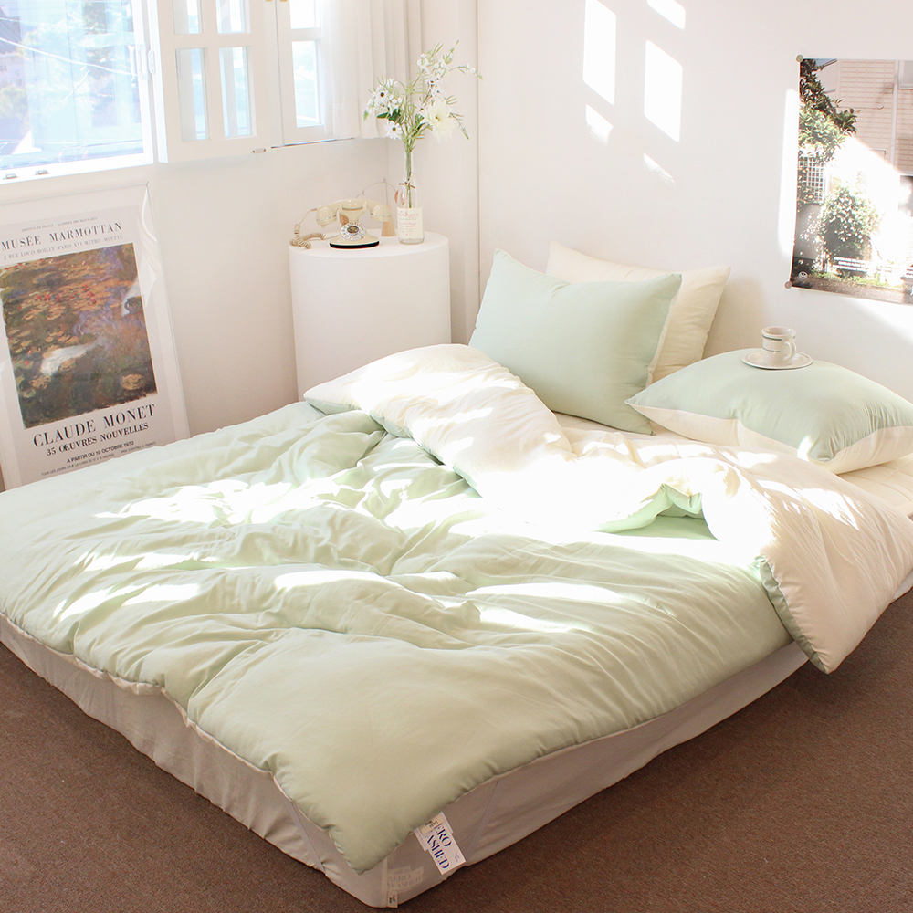 부드러운 디어마이 리버서블 워싱 옥수수솜 무봉제 차렵이불 리치 피치, Q(퀸)