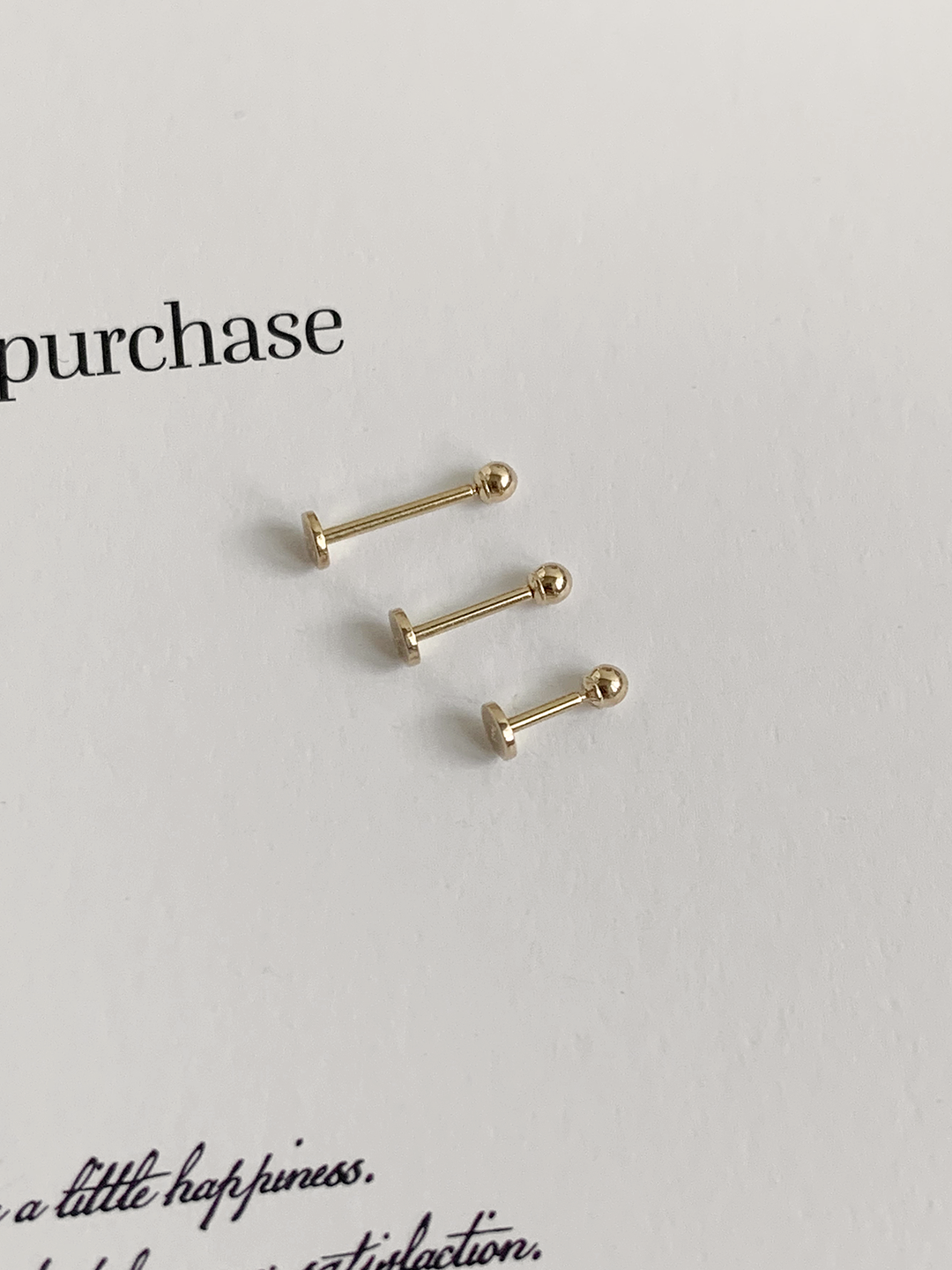 14k 베이직 인터널 라블렛 볼 피어싱 2mm 바 두께 0.8mm 이미지 2