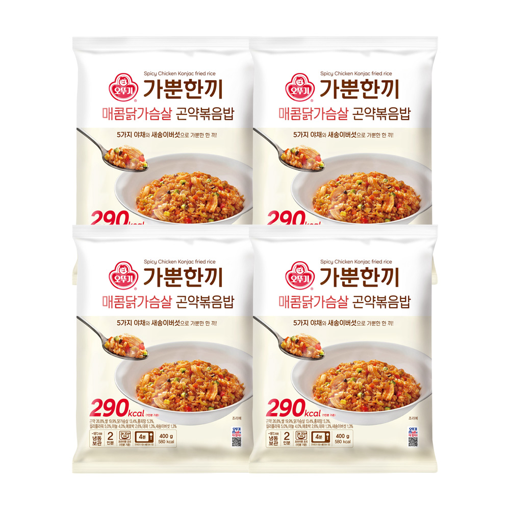 오뚜기 가뿐한끼 매콤닭가슴살곤약볶음밥 400g 4개 - 상품 이미지