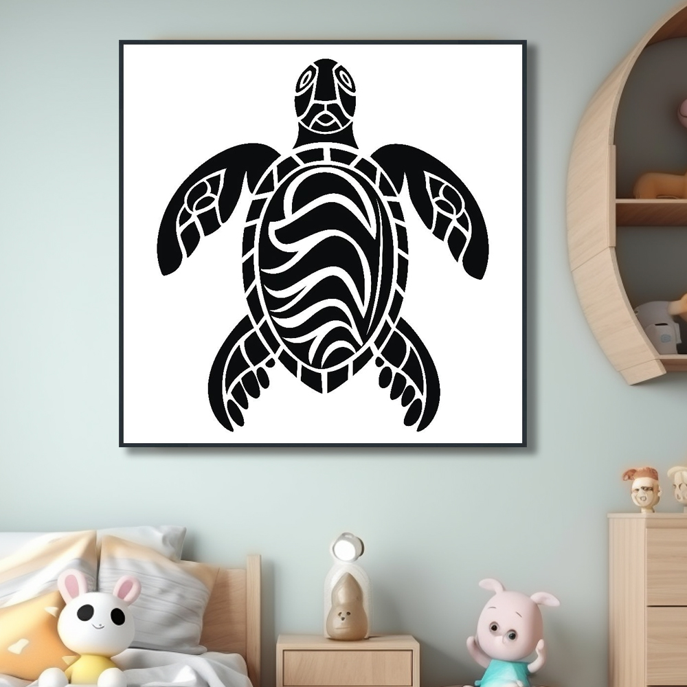 평화 거북이 80x80cm 무광블랙 알루미늄액자 거북이그림 - 상세 이미지 4