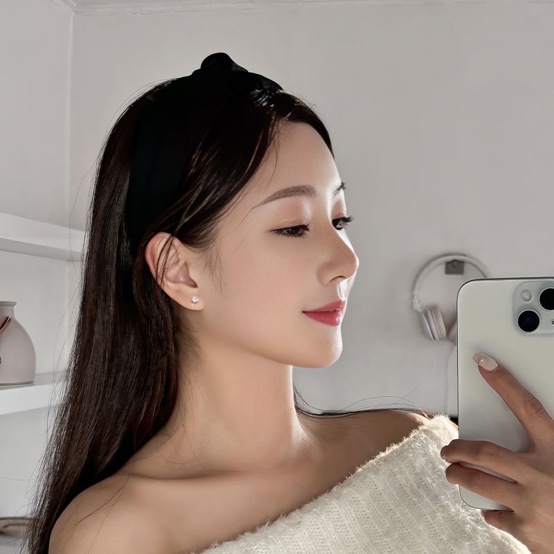 와이드 리본 꼬임 반다나 사계절 코튼 면 헤어 머리띠 [블랙 브라운 베이지] N947 - 상세 이미지 2