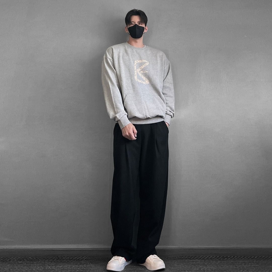 원턱 남자와이드팬츠 스웻팬츠 검정바지 슬랙스바지 - 상세 이미지 4