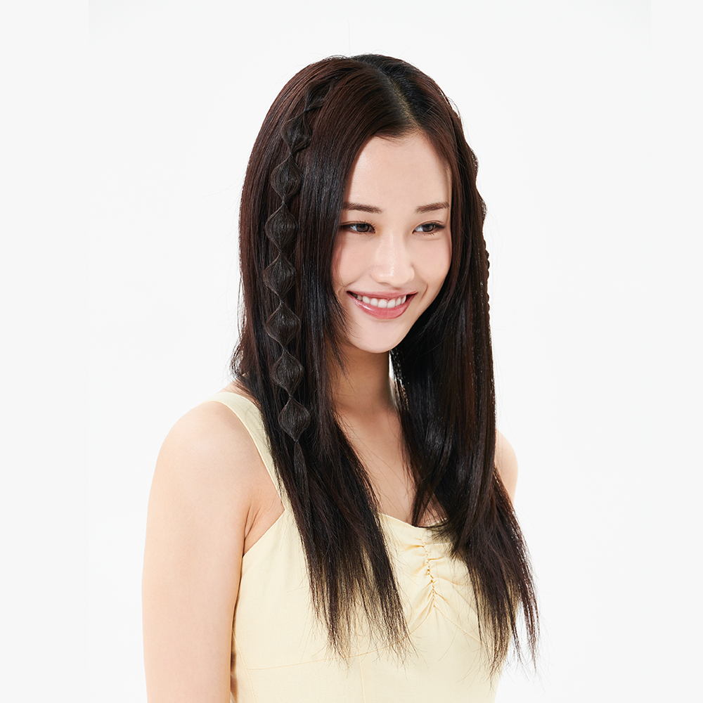 붙임머리 폼폼 스트레이트 헤어피스 땋은머리 아이돌스타일 - 상세 이미지 2
