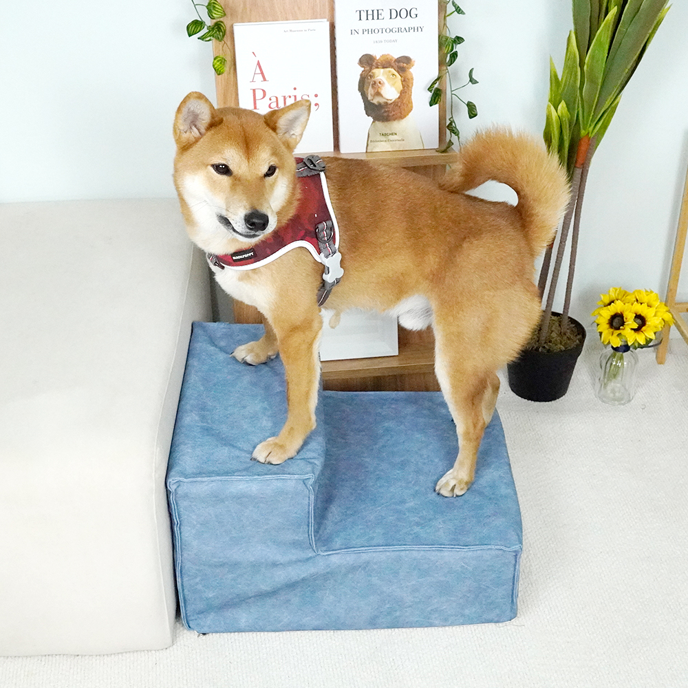개과천선 파스텔 강아지 펫스텝 고급 가죽 애견 계단 2단 3단 완전 방수 고양이 논슬립 - 상세 이미지 3