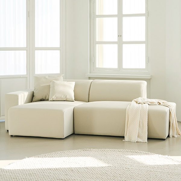 스칸디아 빌라드 3.5인 가죽 카우치형 모듈 소파(쿠션증정)