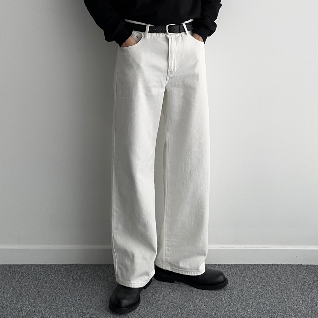 남자치노팬츠 남자흰색바지 백바지 - 상품 이미지