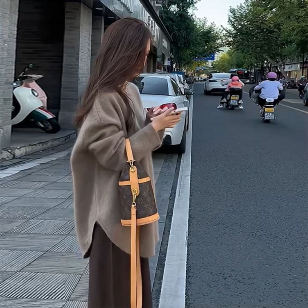 고급 가오리핏 롱 니트 스웨터 스커트 세트 가을 겨울 여성 코디 셋업 데일리 의상 옷 하의 - 상세 이미지 3