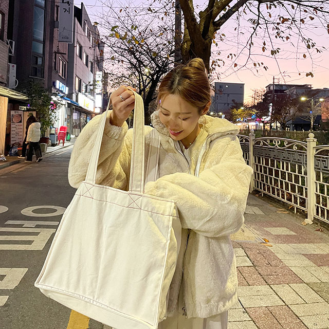 레드스티치 포켓에코백 여행가방 보부상가방 숄더백 - 상품 이미지