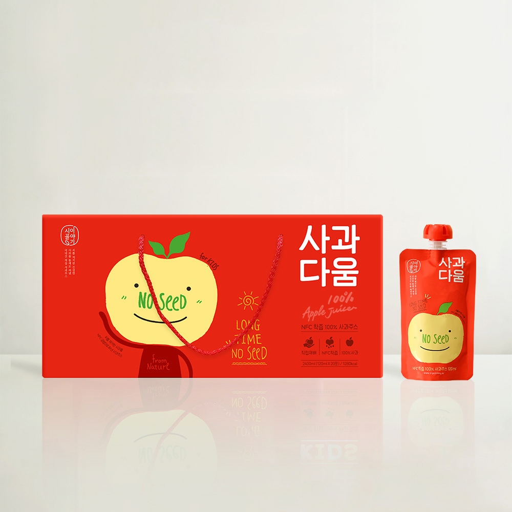 [옵션형] 사과다움 씨없는 사과즙(NOSEED) 120ml 프리미엄 어린이 간식 아기 20포/10포 - 상품 이미지