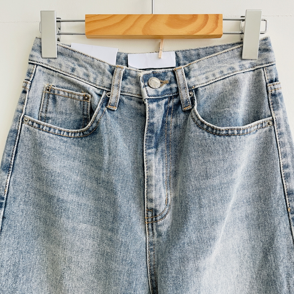 여자 롱 세미 일자 와이드 난스판 하이웨스트 봄 빈티지 데님 청바지 팬츠 이미지 3
