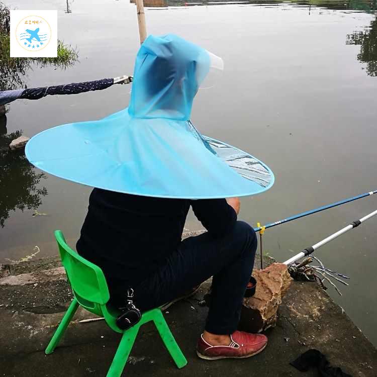 우산모자 비올때쓰는모자 목우산 머리우산 - 상품 이미지