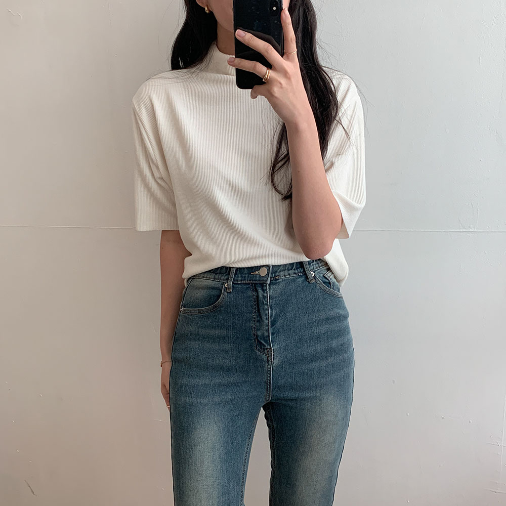 플리츠티셔츠 반목 반폴라 반팔 티셔츠 이미지 7