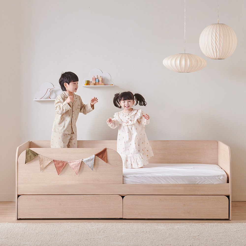 장인가구 뉴피터 E0등급 어린이 키즈 서랍 수납 침대 프레임 S 주니어 초등학생