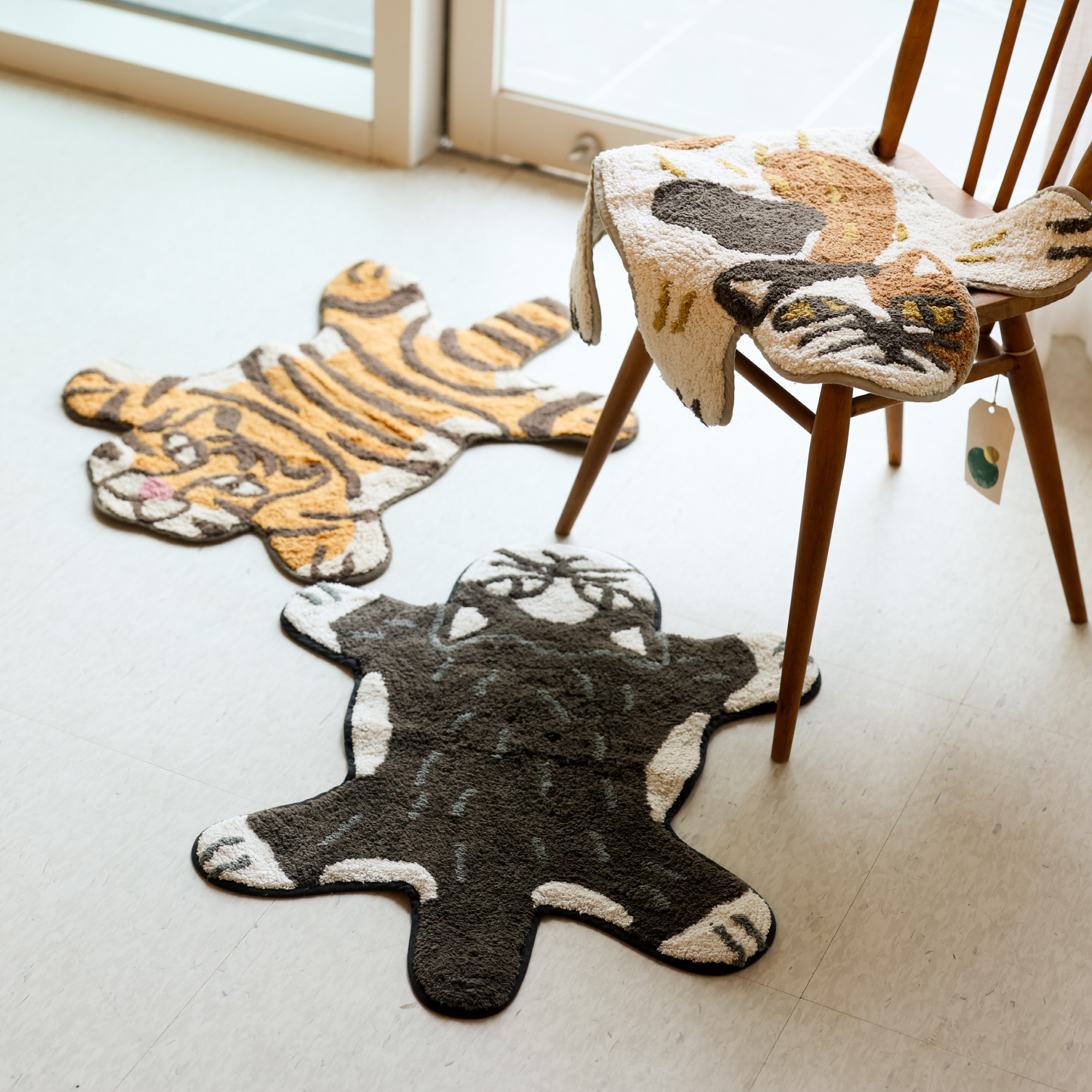 즐거운 동물원 순면 스몰 발매트 고양이