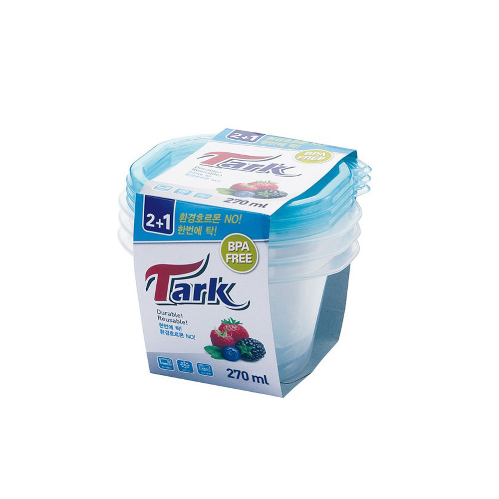 동양케미칼 탁 투명 밀폐용기 다목적 보관용기 270ml 3P 원형 (BS-211) - 메인 이미지