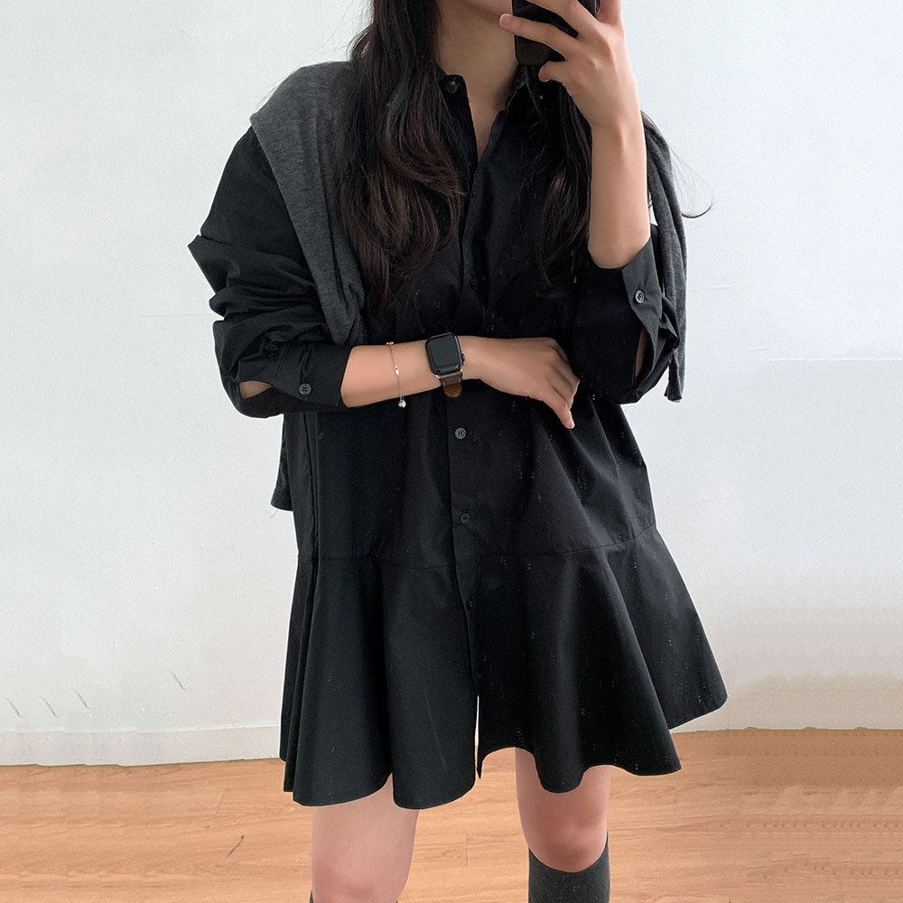 셔츠원피스 레이어드원피스 키작녀원피스 - 상세 이미지 5