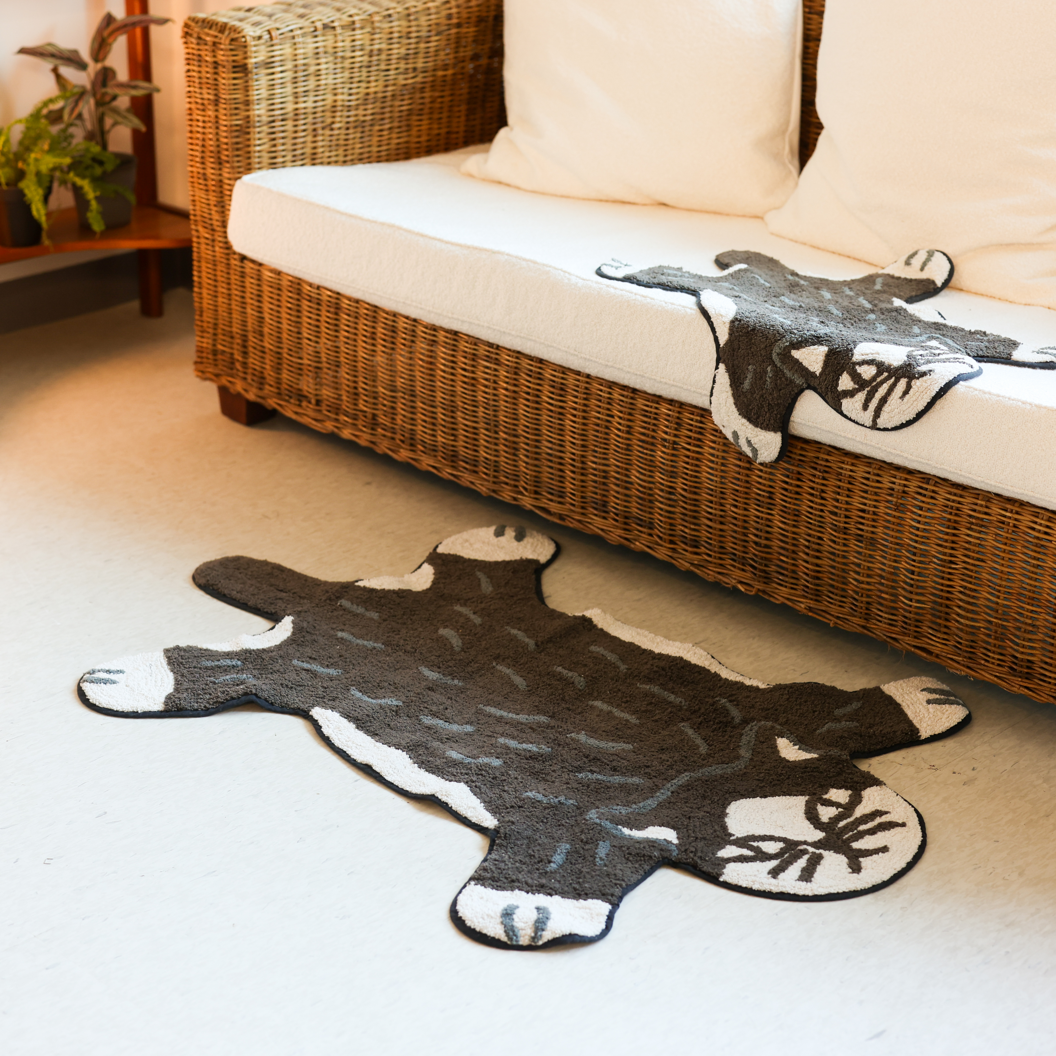 즐거운 동물원 순면 스몰 발매트 고양이