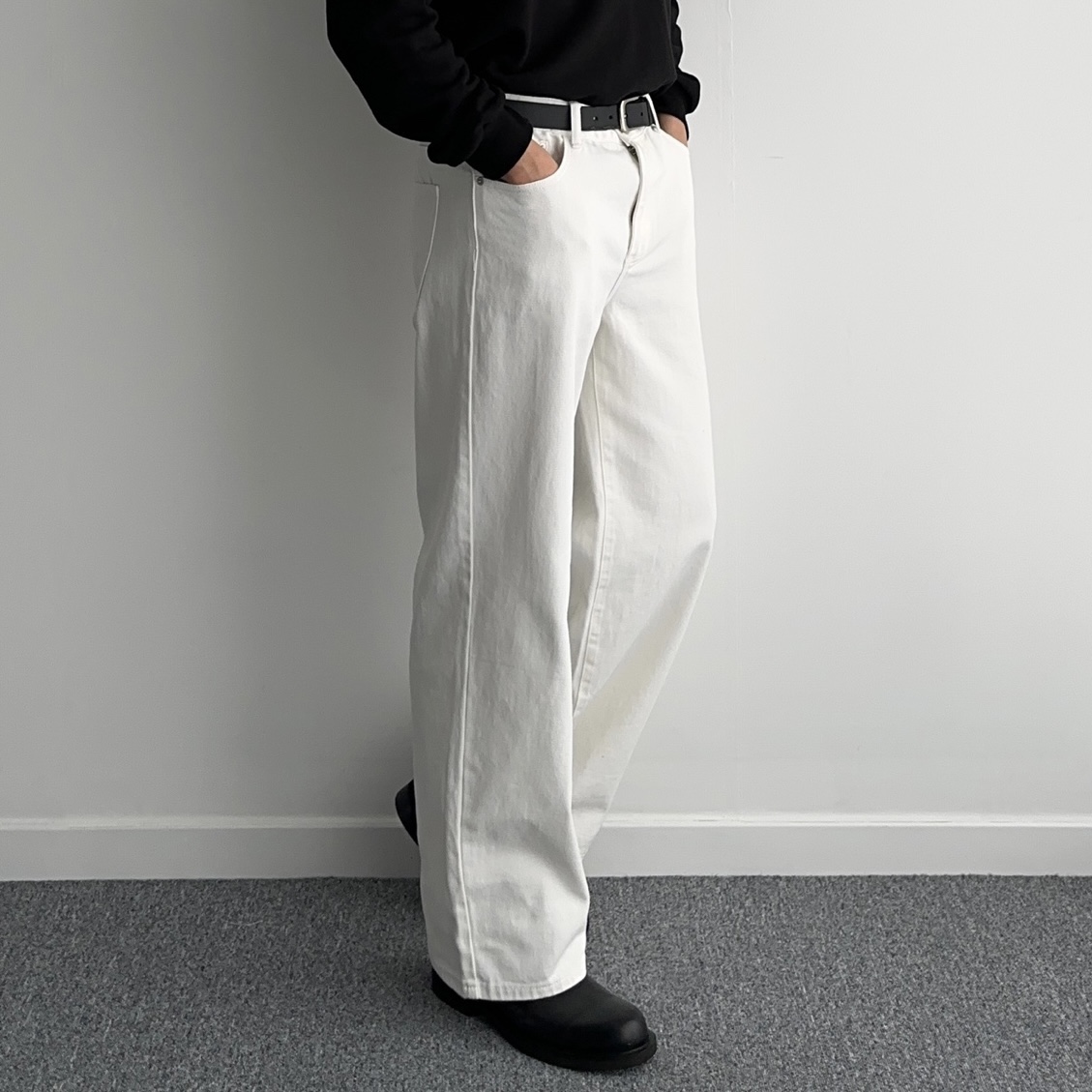 남자치노팬츠 남자흰색바지 백바지 - 상세 이미지 3