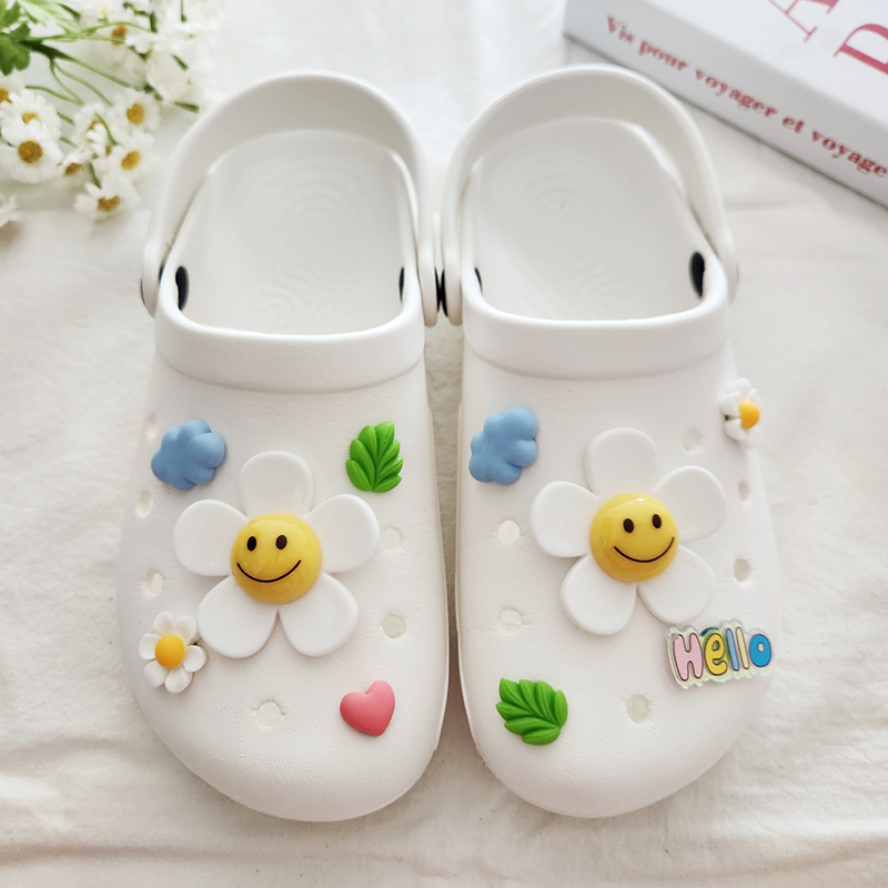 데일리스토어 큰 스마일꽃 파츠 자비츠 세트 (10종) 클로그 참 지비추 꾸미기