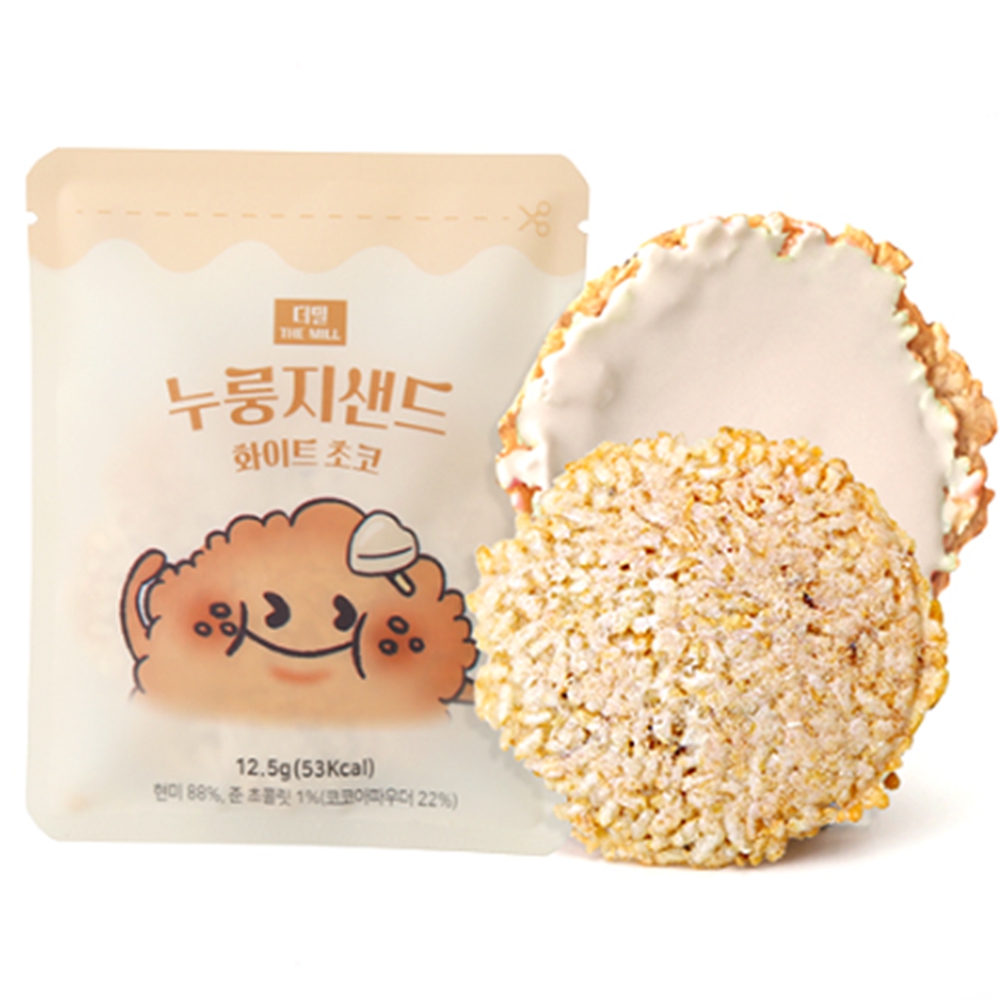 개별포장 현미 과자 비스켓 칩 누룽지 샌드 화이트초코 12.5g, 16개입, 1개