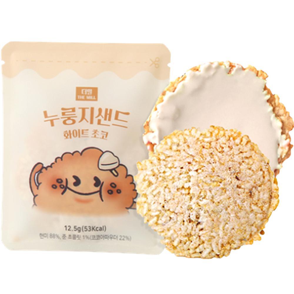 개별포장 현미 과자 비스켓 칩 누룽지 샌드 화이트초코 12.5g, 8개입, 1개