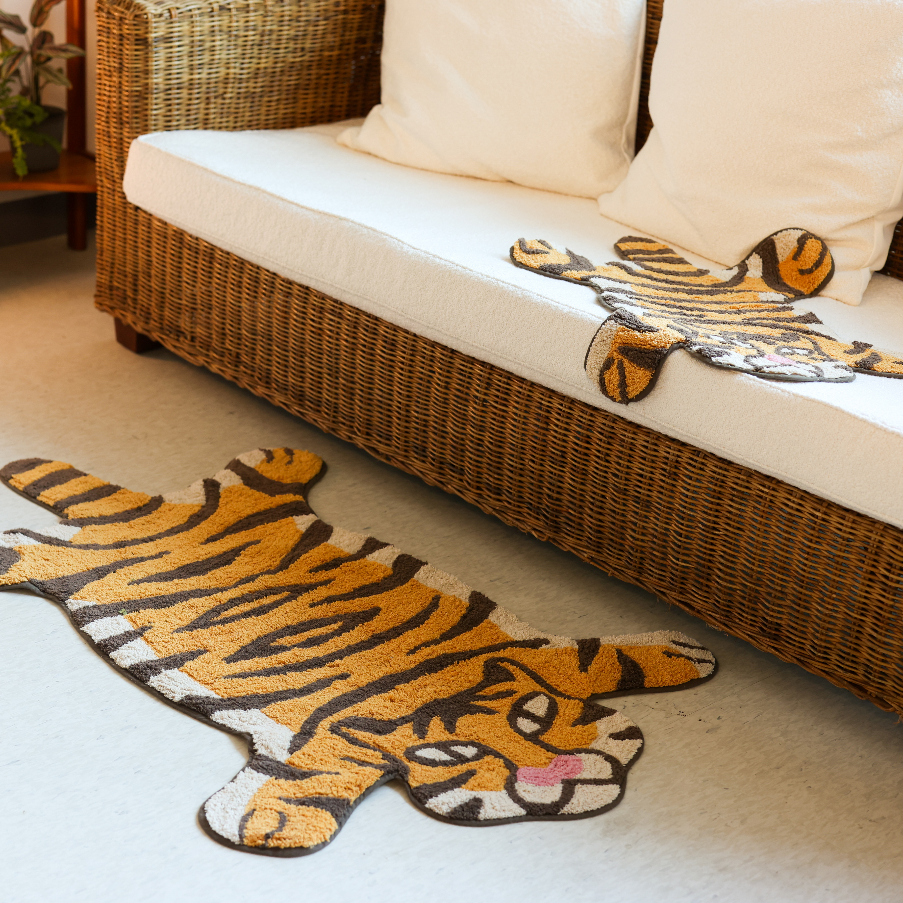 즐거운 동물원 순면 스몰 발매트 호랑이