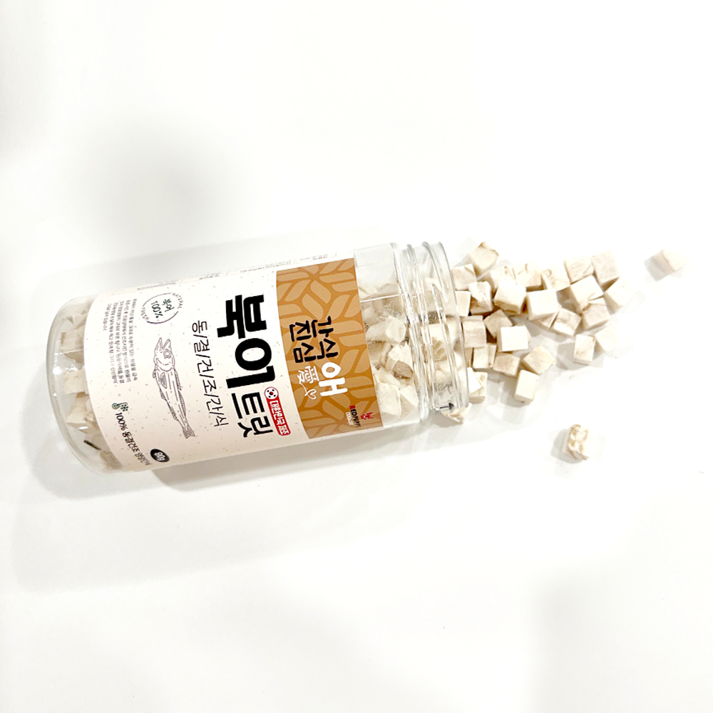 간식애진심 국내생산 동결건조 애견간식 고양이 독소 피로회복 큐브 북어트릿 90g - 상세 이미지 5