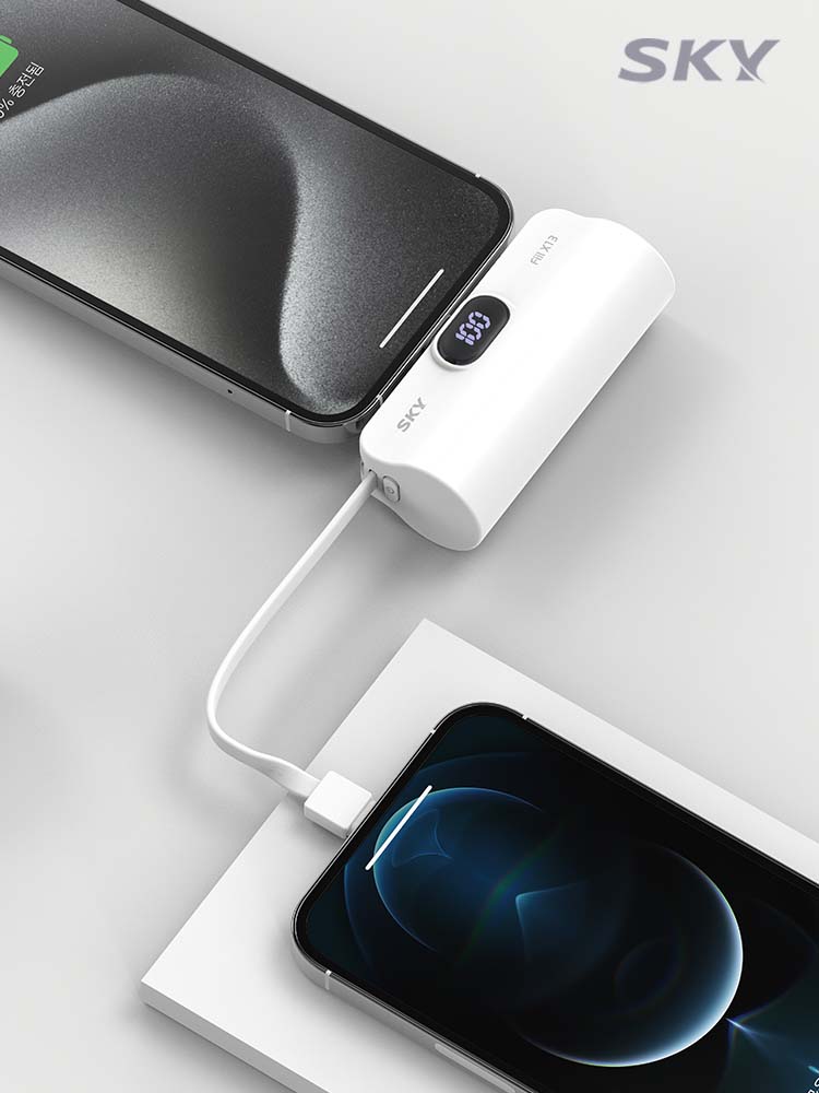 1+1 필 X13 LED 5000mAh 빌트인 C타입 L타입 도킹형 보조배터리 - 상세 이미지 2