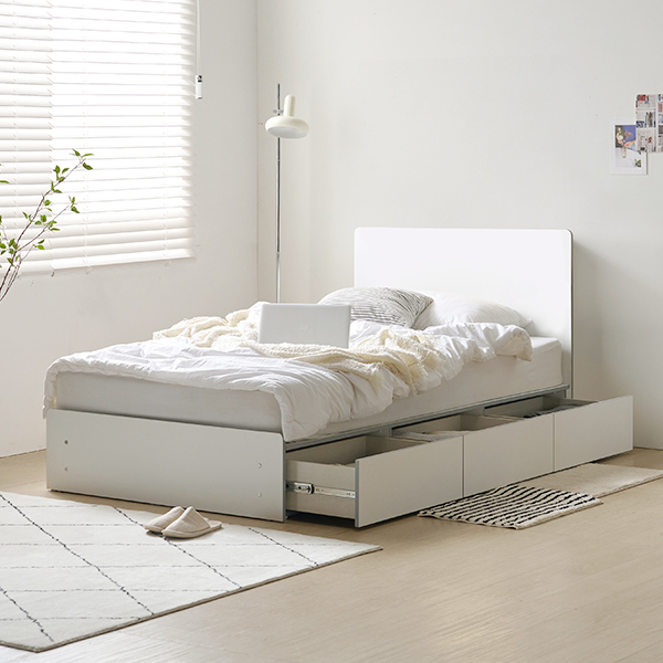 알파침대 국내생산 E0등급 프린 슬림 1단 수납 침대프레임 SS - 상품 이미지