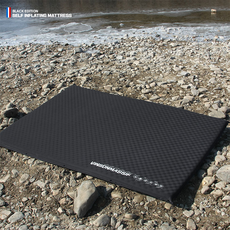 빈슨메시프 시그니처 엠보싱 자충매트 휴대용 차박 캠핑매트 자충 에어매트 더블, 8cm, 블랙