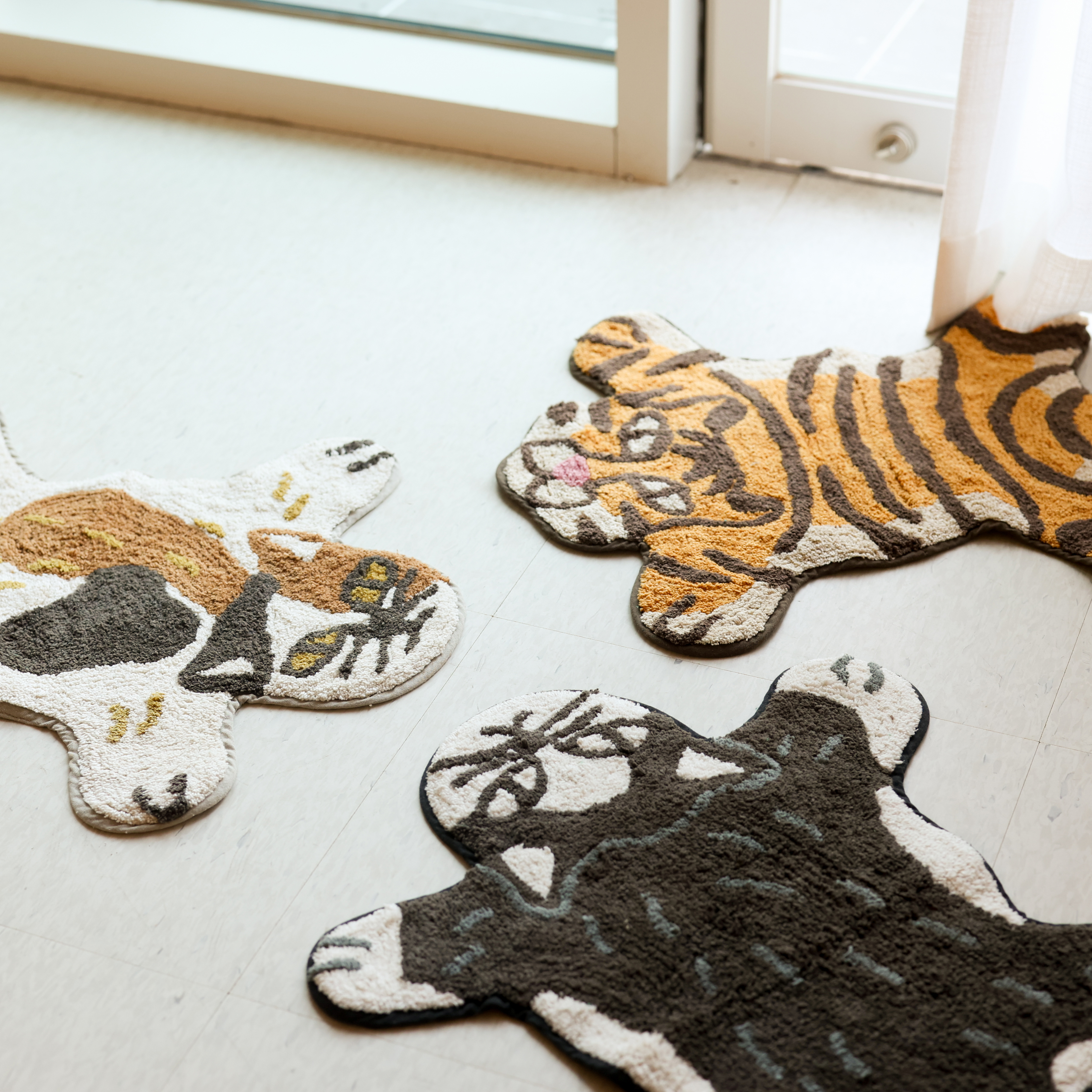 즐거운 동물원 순면 스몰 발매트 고양이