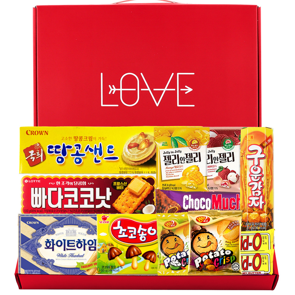 누구나조아 LOVE 러브 프리미엄 답례품 간식 모음 과자집 종합 선물 어린이 단체 대용량 - 메인 이미지