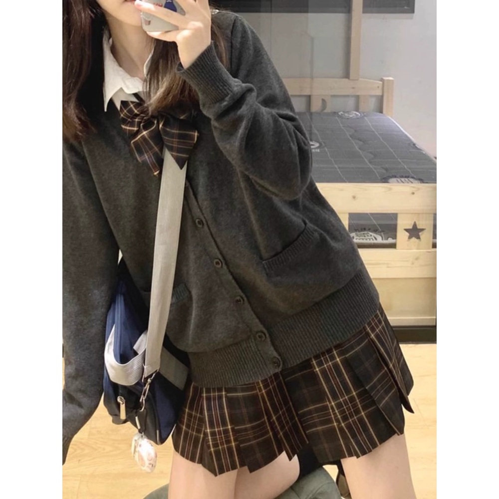 일본 교복 가디건 여고생 민트색 세라복 갸루 하라주쿠 루즈핏 코스프레 컨셉 촬영 9컬러 - 상세 이미지 5