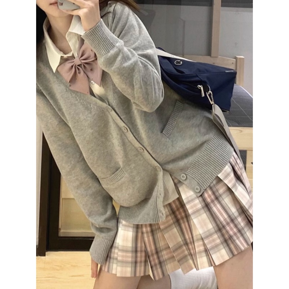 일본 교복 가디건 여고생 민트색 세라복 갸루 하라주쿠 루즈핏 코스프레 컨셉 촬영 9컬러 - 상세 이미지 3