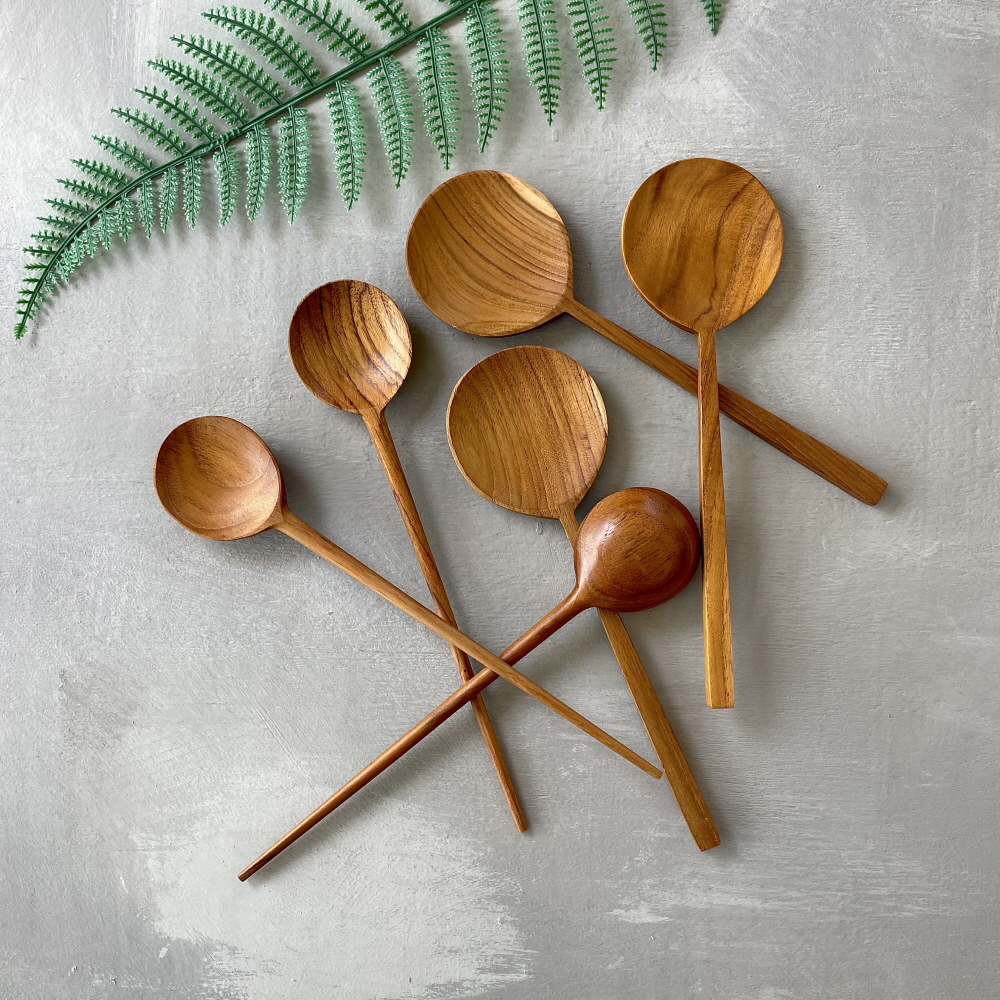 [각인서비스] 티크 우드 서빙 스푼 다용도 멀티 나무 볶음스푼 - 상품 이미지