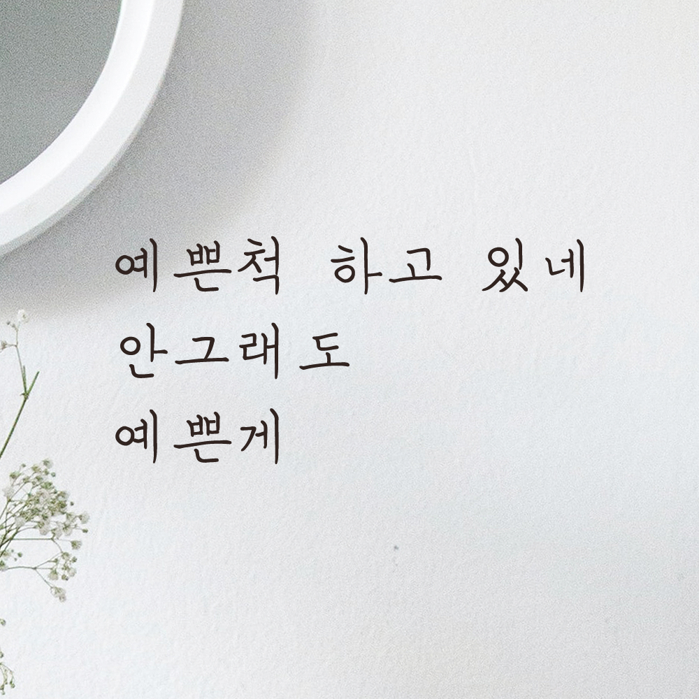 손글씨 레터링 스티커 예쁜척 하고 있네 안그래도 예쁜게 거울 카페 LH-003S검정 - 상품 이미지